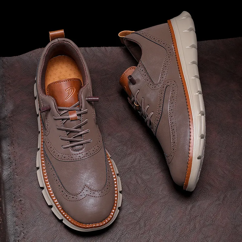 Men's Leather Casual Shoes Slip-On Loafers Lightweight Breathable Sneakers Plus Size Spring Autumn Footwear showcase 8