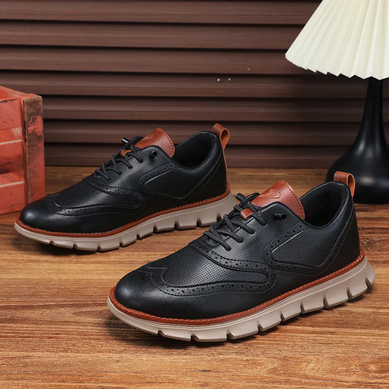 Men's Leather Casual Shoes Slip-On Loafers Lightweight Breathable Sneakers Plus Size Spring Autumn Footwear showcase 11