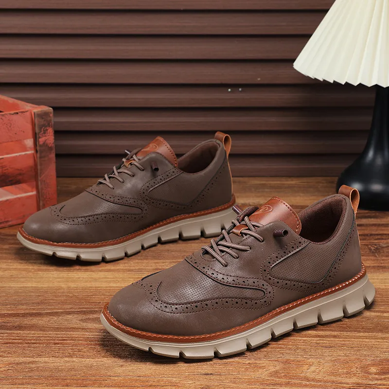 Men's Leather Casual Shoes Slip-On Loafers Lightweight Breathable Sneakers Plus Size Spring Autumn Footwear showcase 12