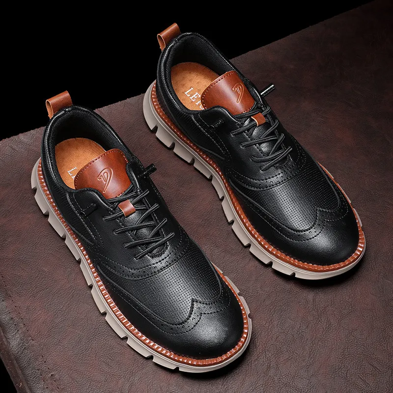 Men's Leather Casual Shoes Slip-On Loafers Lightweight Breathable Sneakers Plus Size Spring Autumn Footwear showcase 9