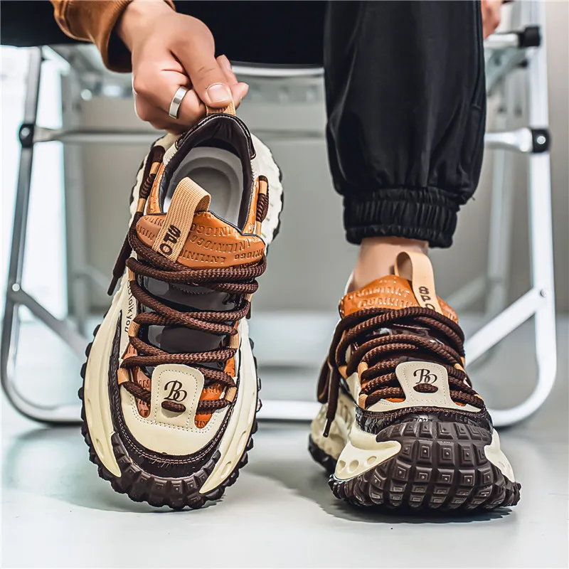Men's Thick Sole Casual Sports Shoes - European Style Height Increasing Dad Sneakers for Spring/Summer 2025 thumbnail 1