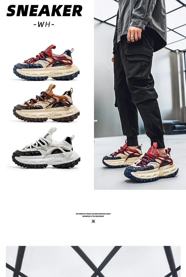 Men's Thick Sole Casual Sports Shoes - European Style Height Increasing Dad Sneakers for Spring/Summer 2025 showcase 1