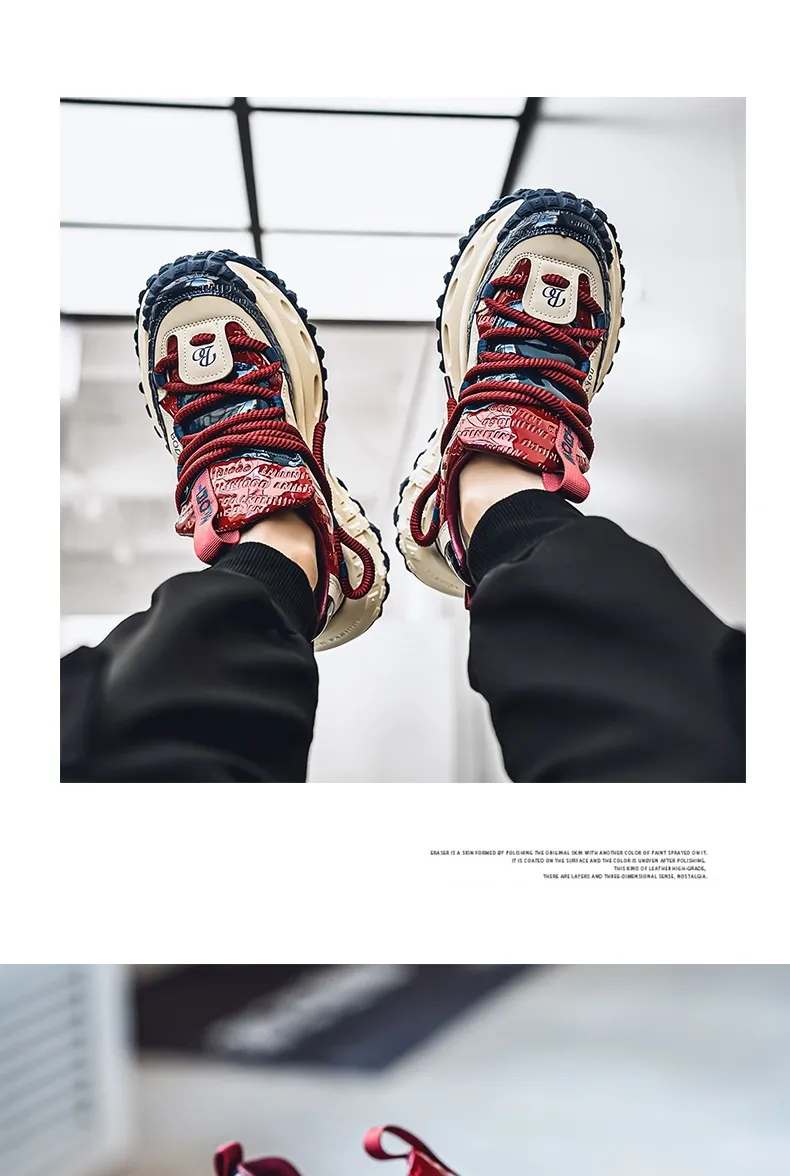 Men's Thick Sole Casual Sports Shoes - European Style Height Increasing Dad Sneakers for Spring/Summer 2025 showcase 18