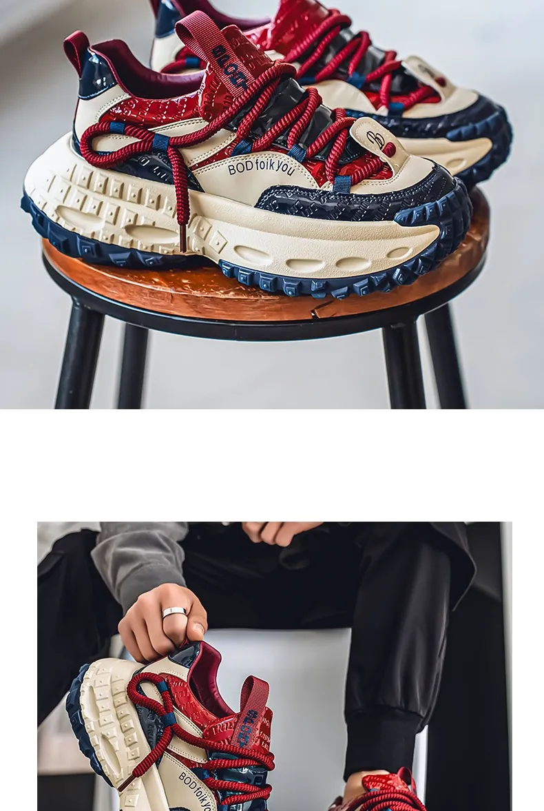 Men's Thick Sole Casual Sports Shoes - European Style Height Increasing Dad Sneakers for Spring/Summer 2025 showcase 19