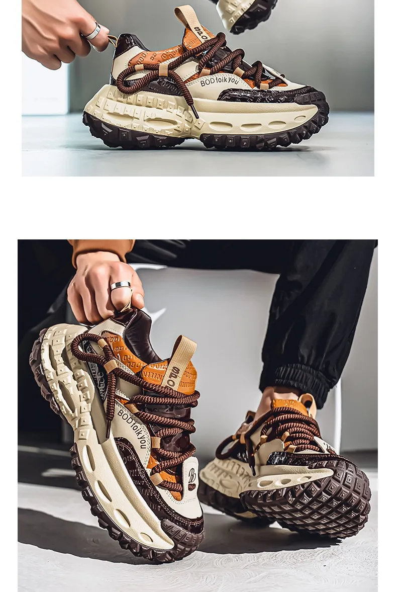 Men's Thick Sole Casual Sports Shoes - European Style Height Increasing Dad Sneakers for Spring/Summer 2025 showcase 14