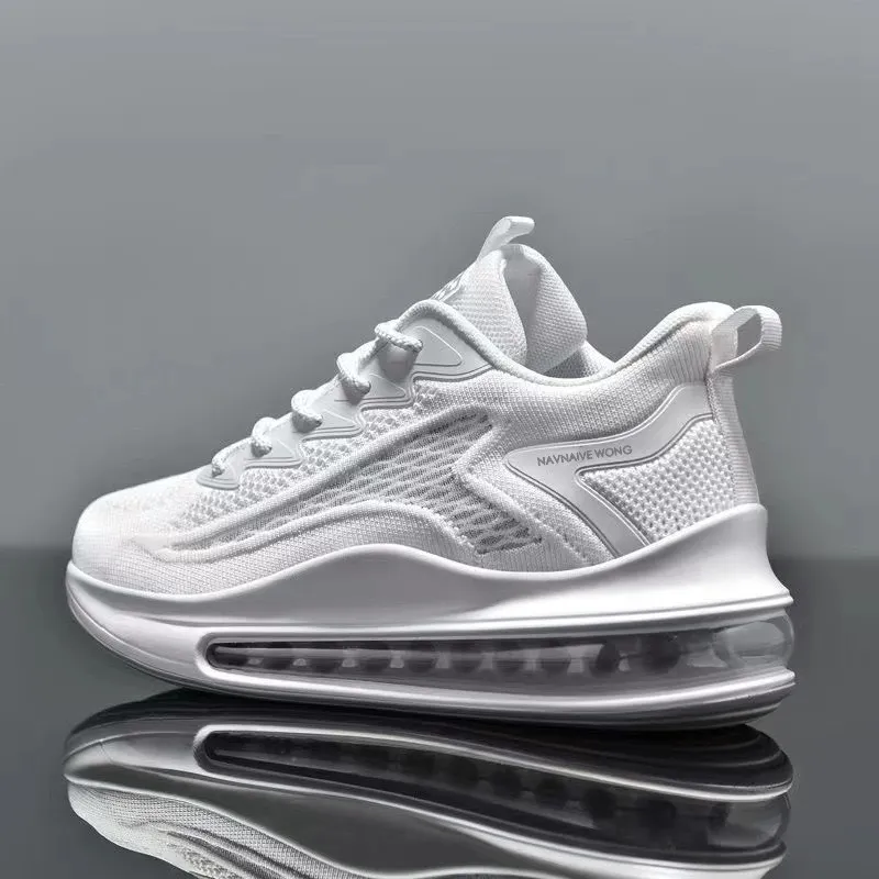 Men's Breathable Flywoven Mesh Running Shoes - Lightweight Air Cushion Sports Sneakers for Height Increasing, Casual Walking, and Spring Fashion thumbnail 4