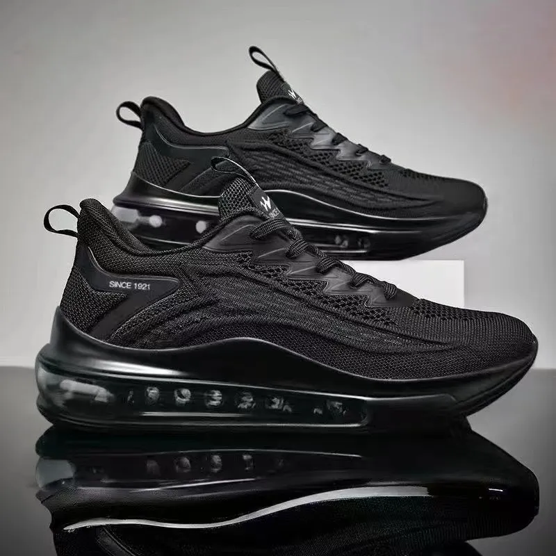 Men's Breathable Flywoven Mesh Running Shoes - Lightweight Air Cushion Sports Sneakers for Height Increasing, Casual Walking, and Spring Fashion thumbnail 8