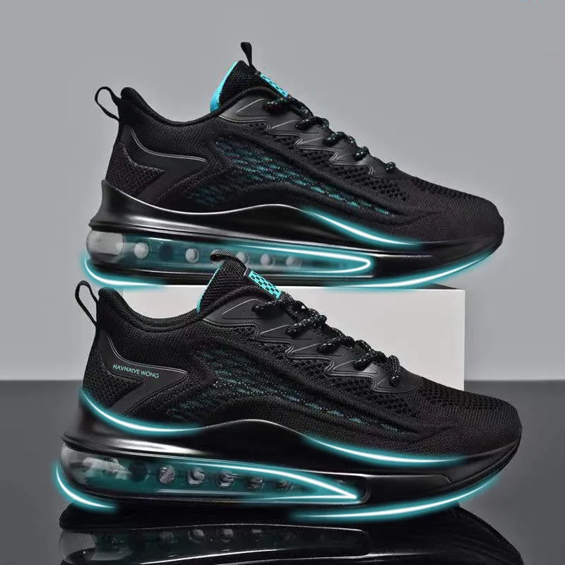 Men's Breathable Flywoven Mesh Running Shoes - Lightweight Air Cushion Sports Sneakers for Height Increasing, Casual Walking, and Spring Fashion thumbnail 1
