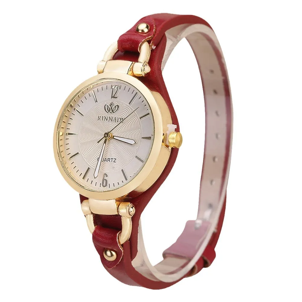 Rivet Studded Women's Quartz Watch - Punk Style PU Leather Thin Belt Wristwatch for Casual Fashion Wholesale thumbnail 5