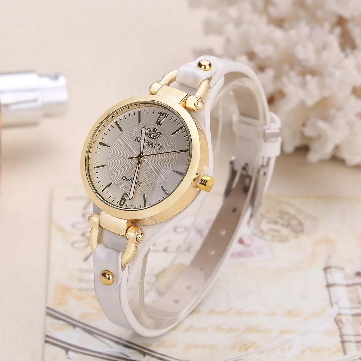 Rivet Studded Women's Quartz Watch - Punk Style PU Leather Thin Belt Wristwatch for Casual Fashion Wholesale thumbnail 7