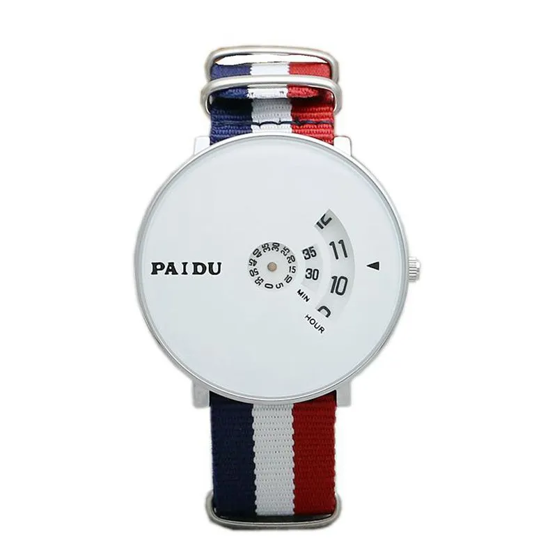 Punk Style Woven Mesh Band Watch for Youth - Korean Fashion Quartz Wristwatch with Canvas Strap - Trendy Turntable Design for Boys and Girls thumbnail 5