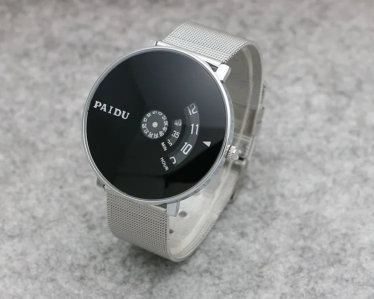 Punk Style Woven Mesh Band Watch for Youth - Korean Fashion Quartz Wristwatch with Canvas Strap - Trendy Turntable Design for Boys and Girls thumbnail 9