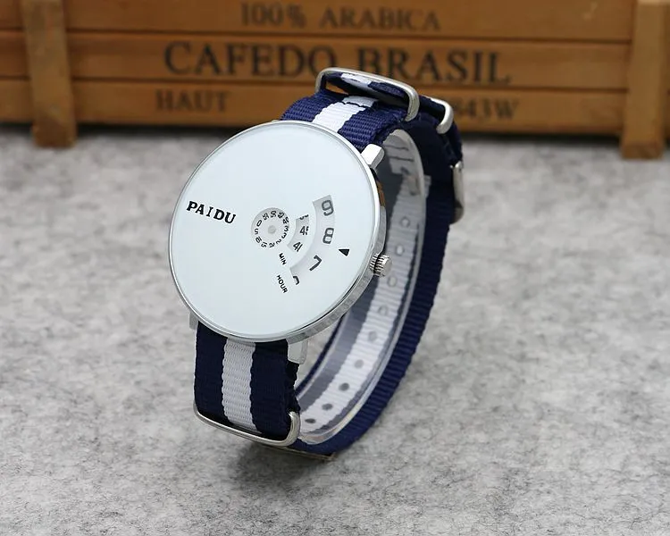 Punk Style Woven Mesh Band Watch for Youth - Korean Fashion Quartz Wristwatch with Canvas Strap - Trendy Turntable Design for Boys and Girls thumbnail 7
