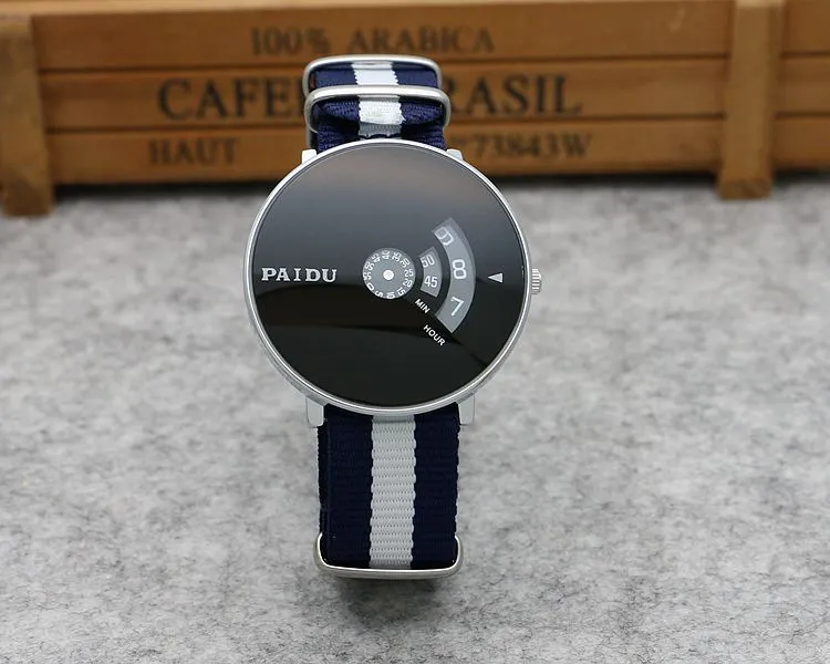 Punk Style Woven Mesh Band Watch for Youth - Korean Fashion Quartz Wristwatch with Canvas Strap - Trendy Turntable Design for Boys and Girls showcase 12