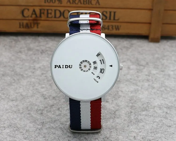 Punk Style Woven Mesh Band Watch for Youth - Korean Fashion Quartz Wristwatch with Canvas Strap - Trendy Turntable Design for Boys and Girls showcase 4