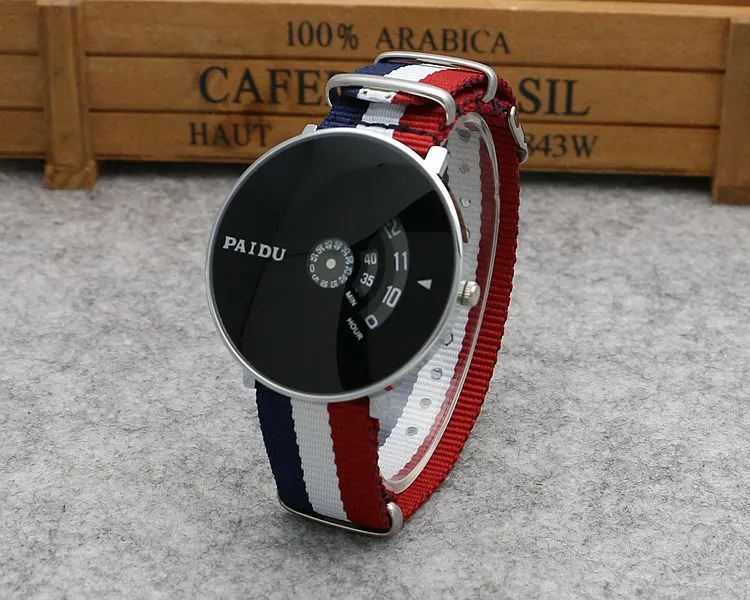 Punk Style Woven Mesh Band Watch for Youth - Korean Fashion Quartz Wristwatch with Canvas Strap - Trendy Turntable Design for Boys and Girls showcase 7