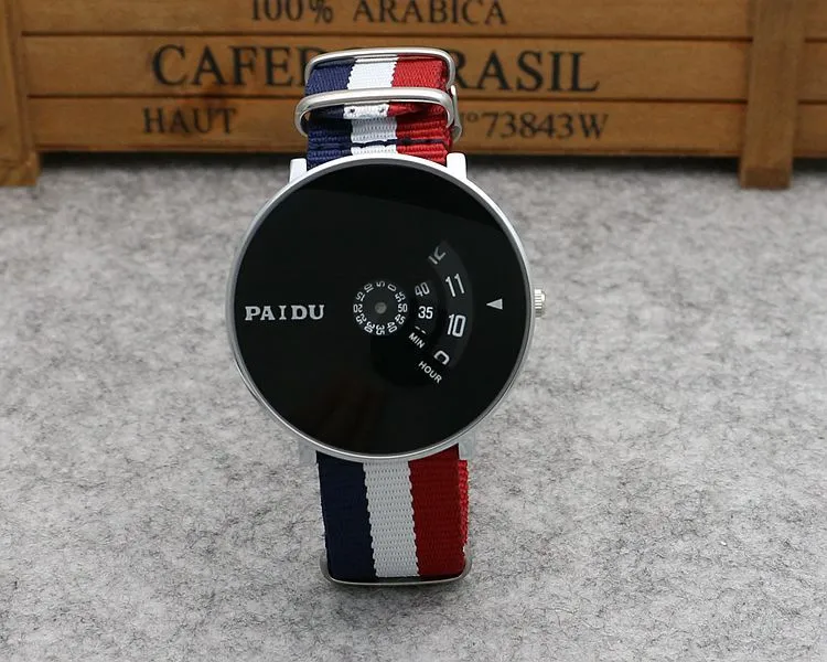 Punk Style Woven Mesh Band Watch for Youth - Korean Fashion Quartz Wristwatch with Canvas Strap - Trendy Turntable Design for Boys and Girls showcase 6
