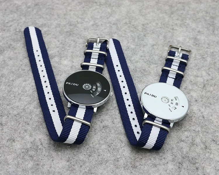 Punk Style Woven Mesh Band Watch for Youth - Korean Fashion Quartz Wristwatch with Canvas Strap - Trendy Turntable Design for Boys and Girls showcase 14