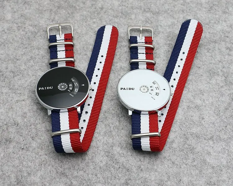 Punk Style Woven Mesh Band Watch for Youth - Korean Fashion Quartz Wristwatch with Canvas Strap - Trendy Turntable Design for Boys and Girls showcase 10