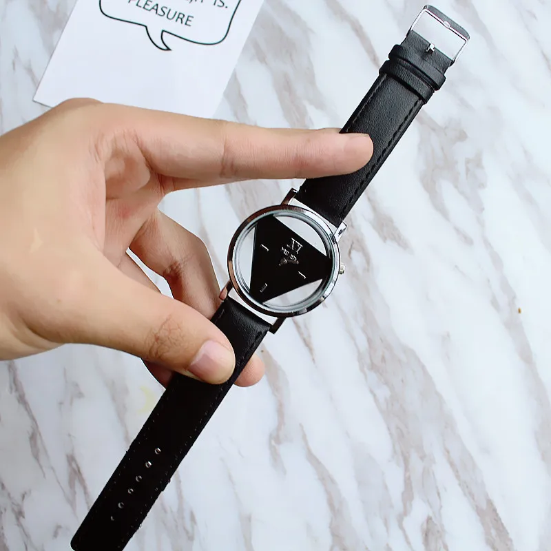 Triangle Watch for Women/Men - Unique Harajuku Style, Double-Sided Cut Out, Korean Trend, Fashionable Wristwatch for Students, Couples, Stylish Timepiece showcase 15