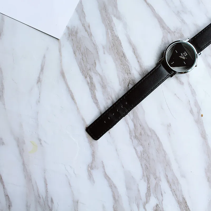 Triangle Watch for Women/Men - Unique Harajuku Style, Double-Sided Cut Out, Korean Trend, Fashionable Wristwatch for Students, Couples, Stylish Timepiece showcase 16