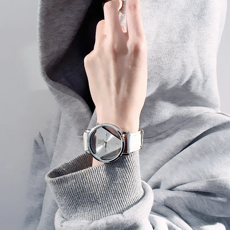 Triangle Watch for Women/Men - Unique Harajuku Style, Double-Sided Cut Out, Korean Trend, Fashionable Wristwatch for Students, Couples, Stylish Timepiece thumbnail 4