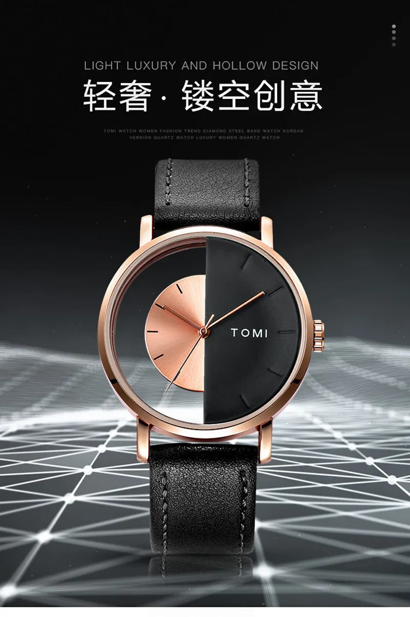 TOMI Women's Hollow Design Quartz Watch - Korean Style Casual Fashion Wristwatch for Ladies and Girls showcase 1