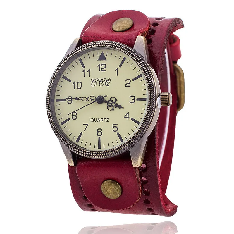 Men's Large Dial Punk Watch with Cowhide Strap - Retro Business Style Fashion Wristwatch for Men thumbnail 8
