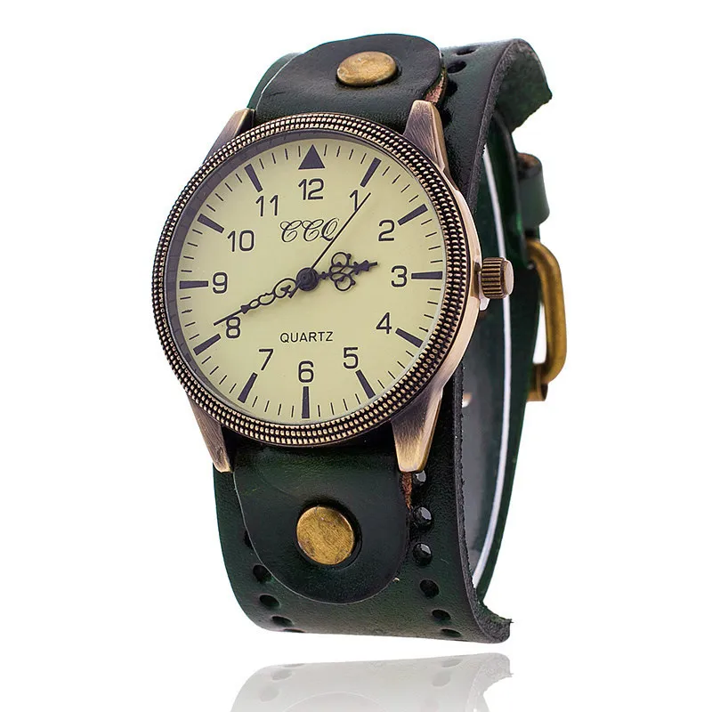 Men's Large Dial Punk Watch with Cowhide Strap - Retro Business Style Fashion Wristwatch for Men thumbnail 6