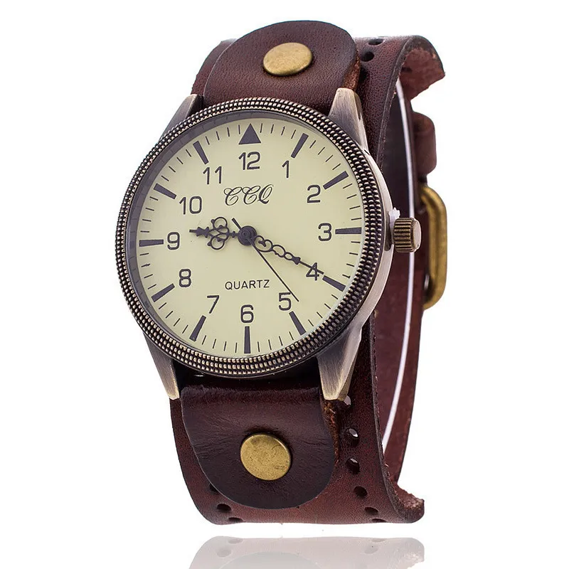 Men's Large Dial Punk Watch with Cowhide Strap - Retro Business Style Fashion Wristwatch for Men thumbnail 1