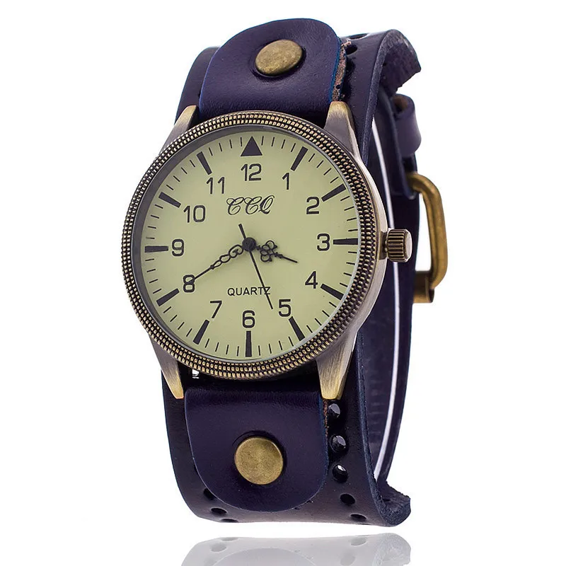 Men's Large Dial Punk Watch with Cowhide Strap - Retro Business Style Fashion Wristwatch for Men thumbnail 7