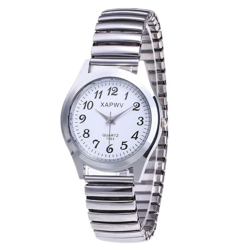 Large Dial Quartz Watch for Seniors - Easy Read Analog Face, Elastic Band, Fashionable Wristwatch for Men and Women, Couple's Style thumbnail 5