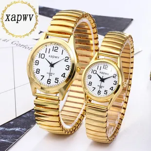 Large Dial Quartz Watch for Seniors - Easy Read Analog Face, Elastic Band, Fashionable Wristwatch for Men and Women, Couple's Style showcase 3