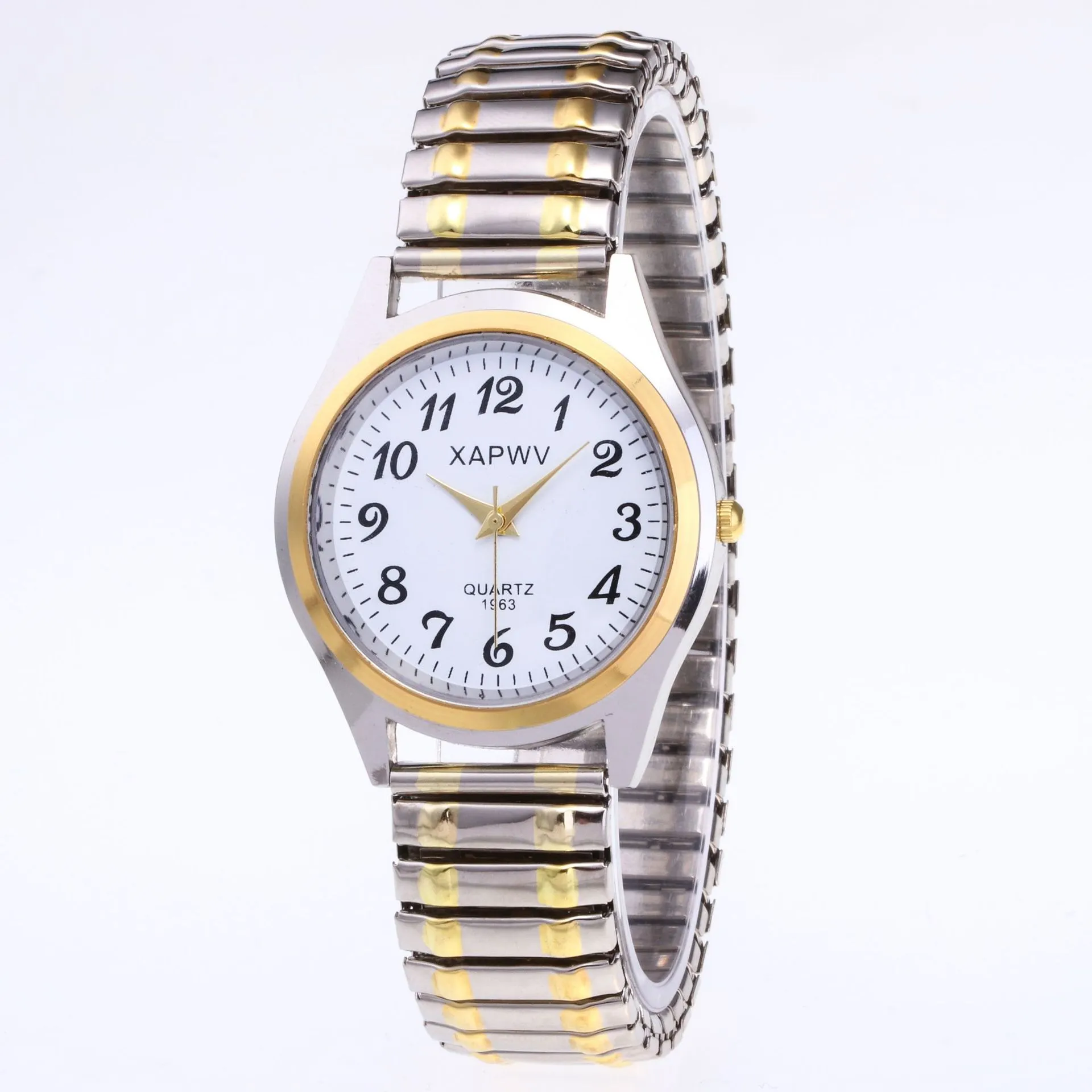 Large Dial Quartz Watch for Seniors - Easy Read Analog Face, Elastic Band, Fashionable Wristwatch for Men and Women, Couple's Style thumbnail 7
