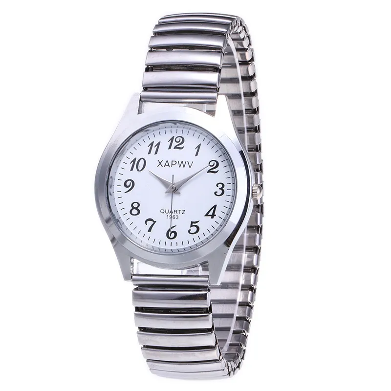 Large Dial Quartz Watch for Seniors - Easy Read Analog Face, Elastic Band, Fashionable Wristwatch for Men and Women, Couple's Style thumbnail 9