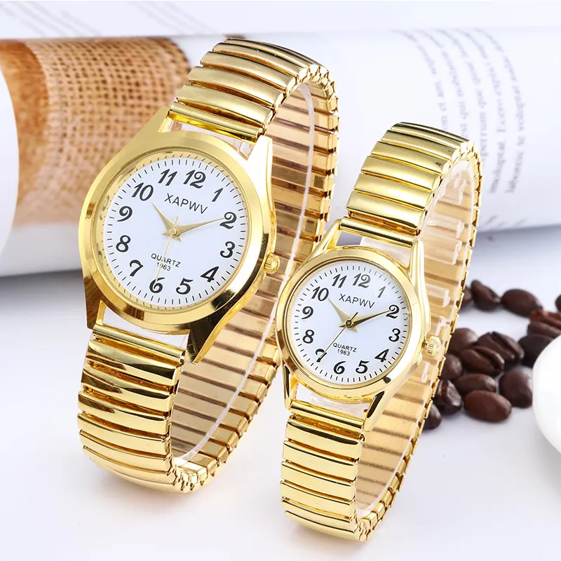 Large Dial Quartz Watch for Seniors - Easy Read Analog Face, Elastic Band, Fashionable Wristwatch for Men and Women, Couple's Style thumbnail 4