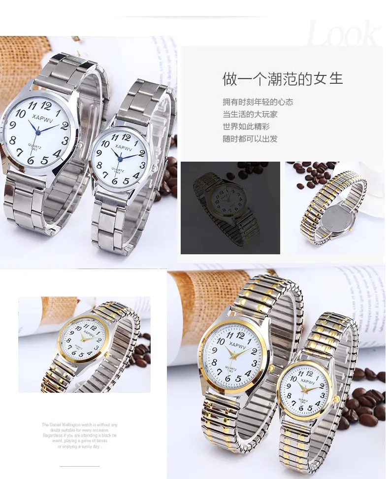Large Dial Quartz Watch for Seniors - Easy Read Analog Face, Elastic Band, Fashionable Wristwatch for Men and Women, Couple's Style showcase 17