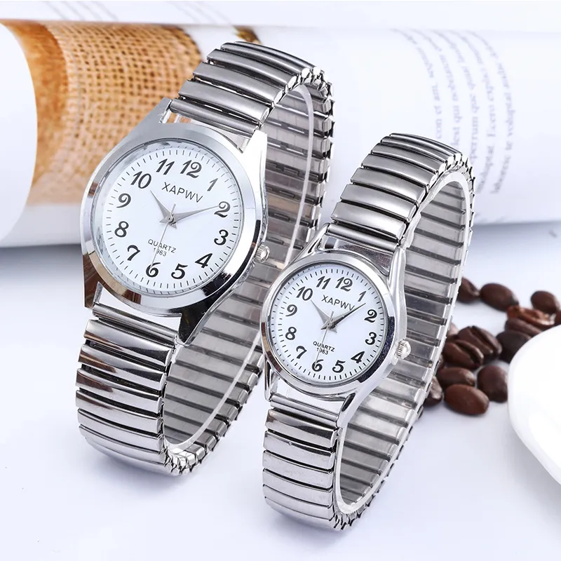 Large Dial Quartz Watch for Seniors - Easy Read Analog Face, Elastic Band, Fashionable Wristwatch for Men and Women, Couple's Style thumbnail 3