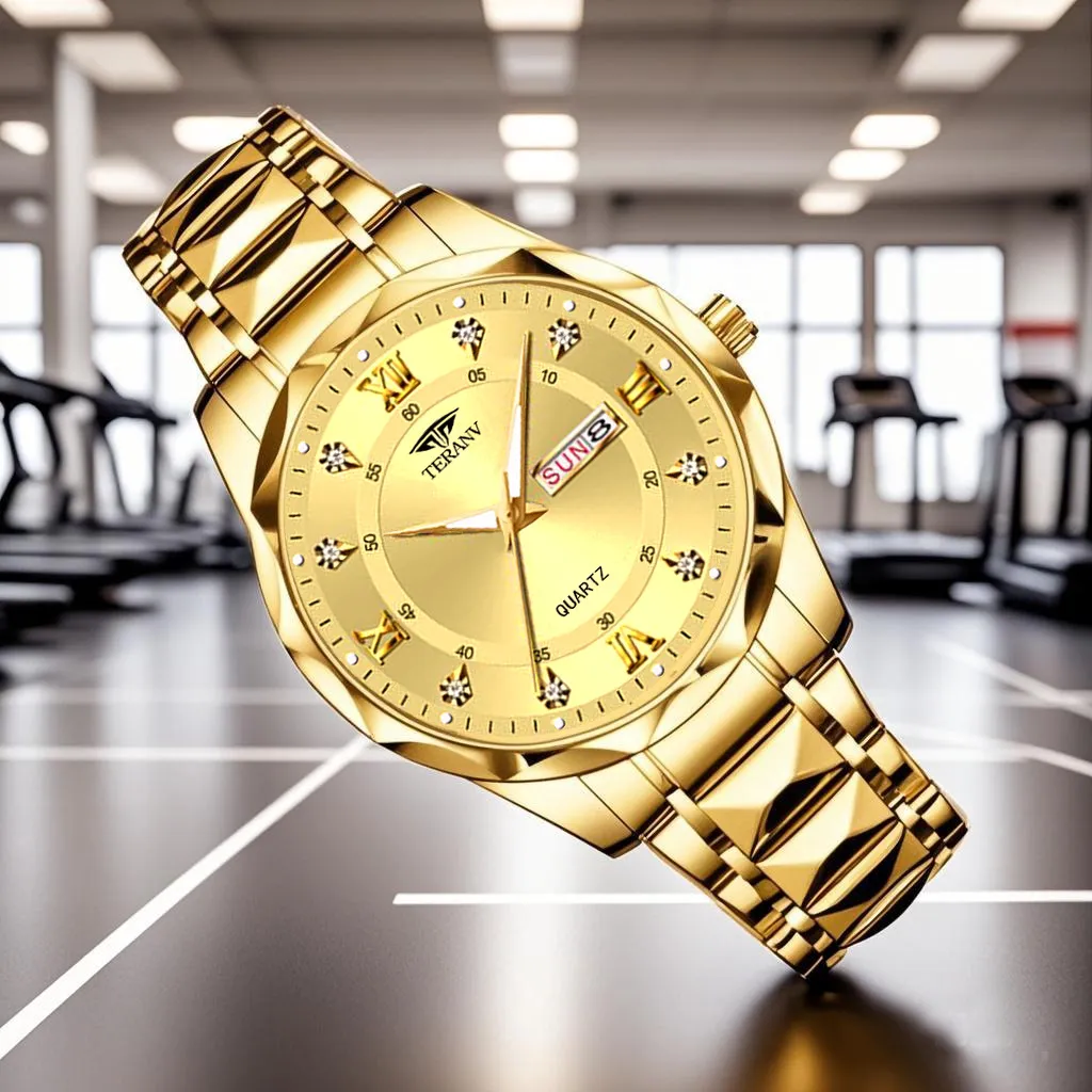 Men's Quartz Watch with Diamond Case, Luminous Hands, Waterproof, Calendar, Stainless Steel Band - Fashionable and Simple Design showcase 2