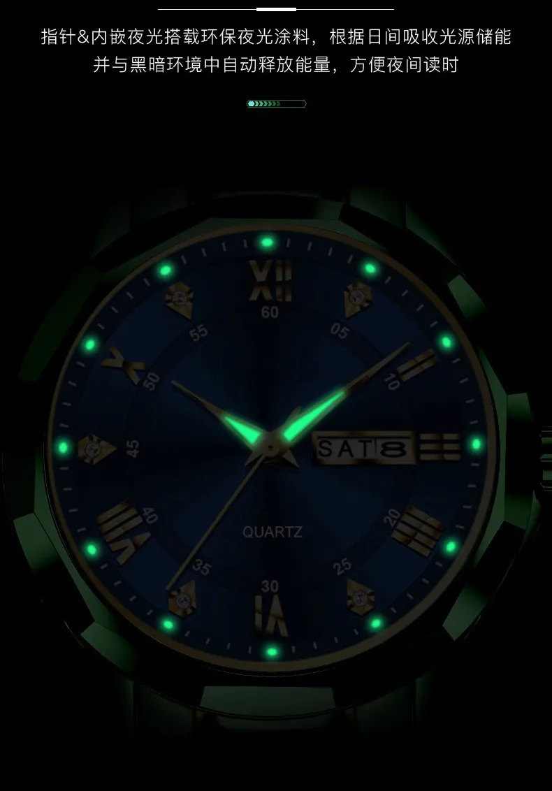 Men's Quartz Watch with Diamond Case, Luminous Hands, Waterproof, Calendar, Stainless Steel Band - Fashionable and Simple Design showcase 8