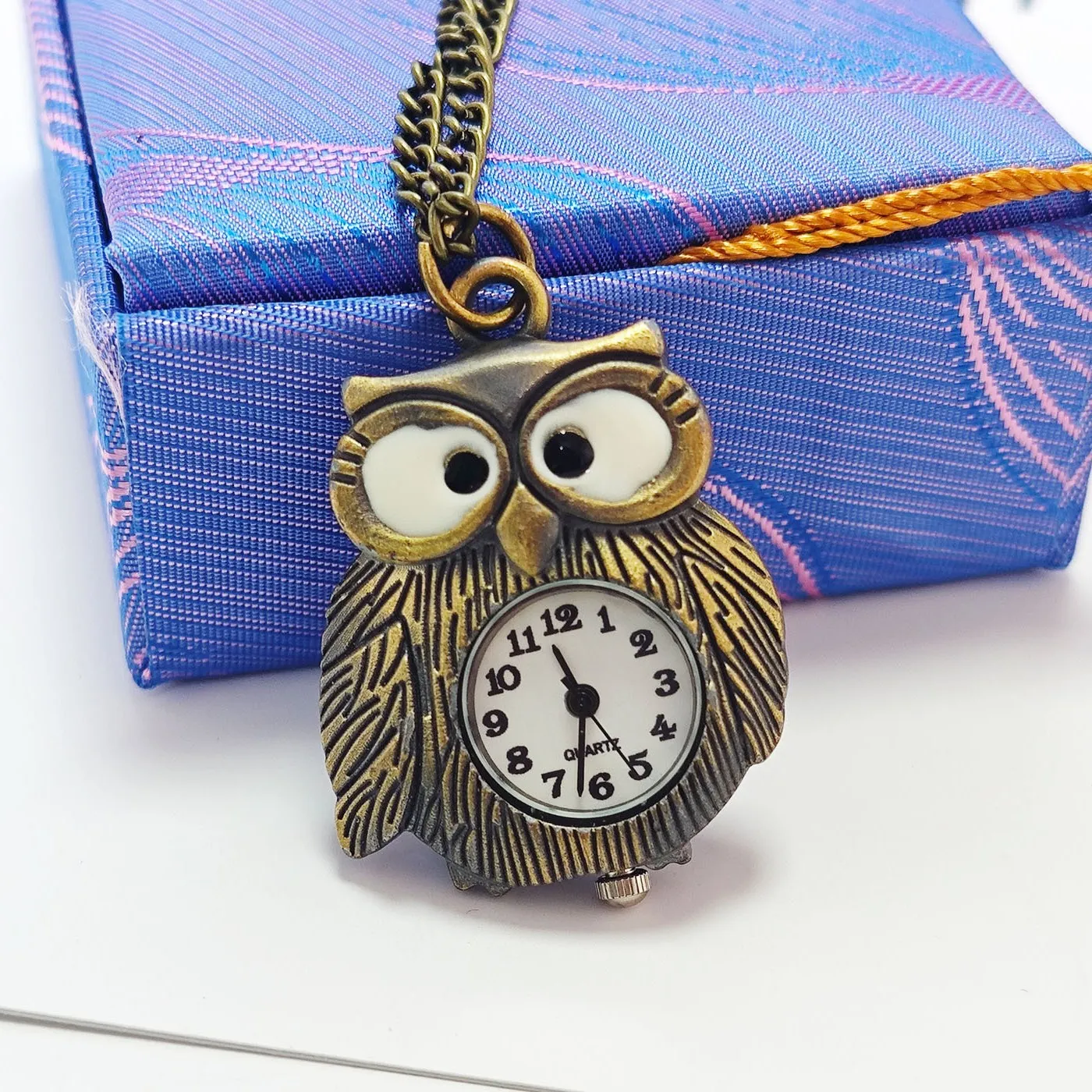 Vintage Owl Pocket Watch Necklace for Students - Retro Quartz Pendant Watch Keychain - Personalized Gift for Men Women Boys Girls thumbnail 4
