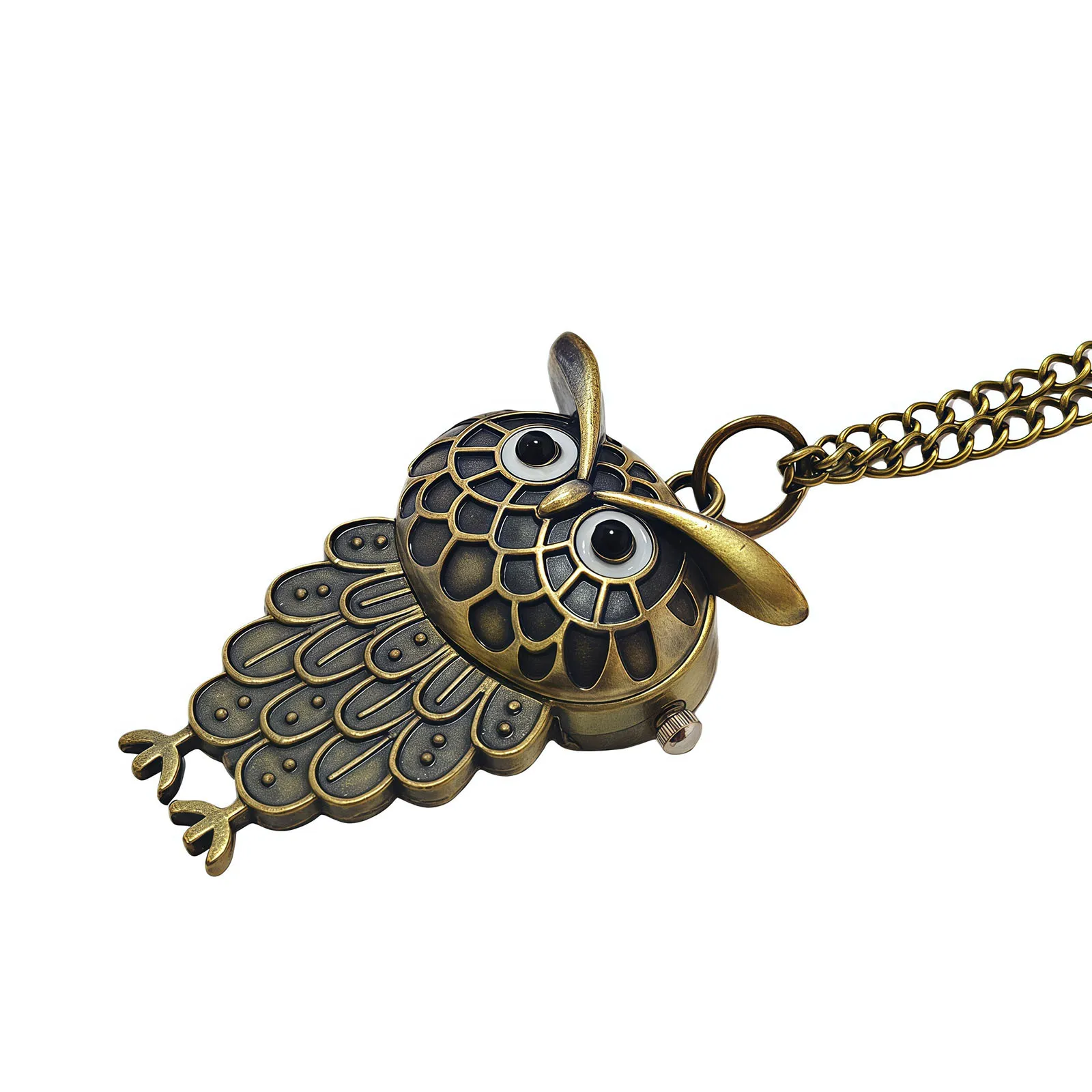 Vintage Owl Pocket Watch Necklace for Students - Retro Quartz Pendant Watch Keychain - Personalized Gift for Men Women Boys Girls thumbnail 8