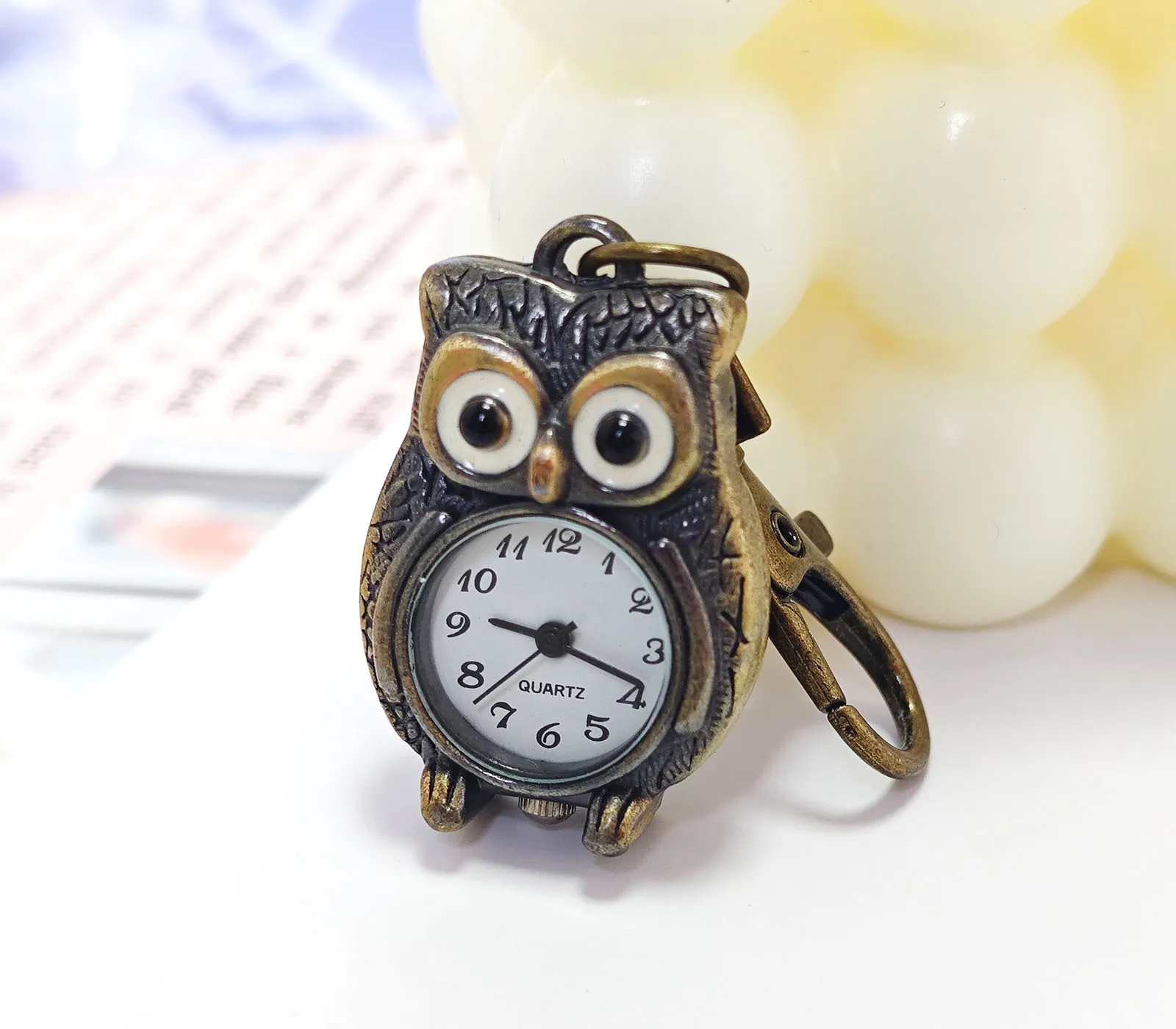 Vintage Owl Pocket Watch Necklace for Students - Retro Quartz Pendant Watch Keychain - Personalized Gift for Men Women Boys Girls thumbnail 7