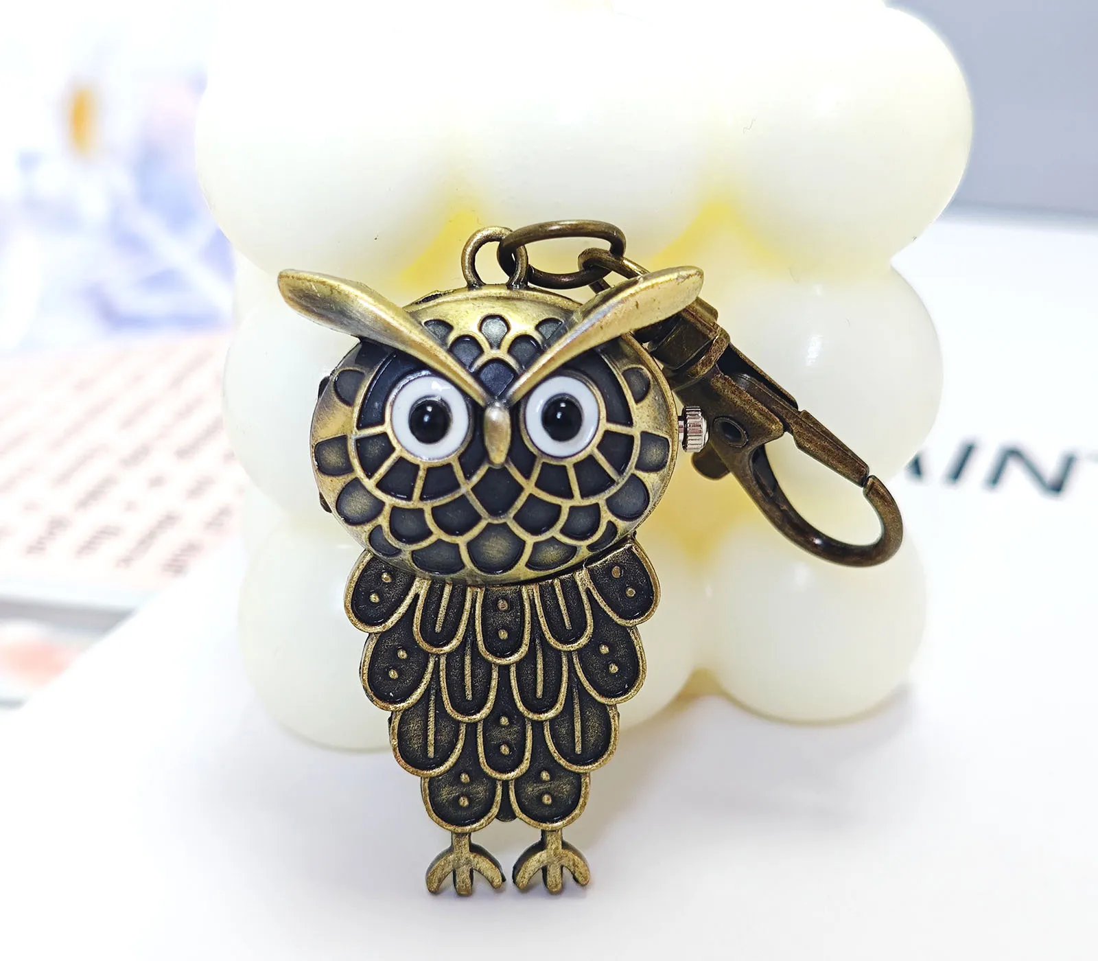 Vintage Owl Pocket Watch Necklace for Students - Retro Quartz Pendant Watch Keychain - Personalized Gift for Men Women Boys Girls thumbnail 10
