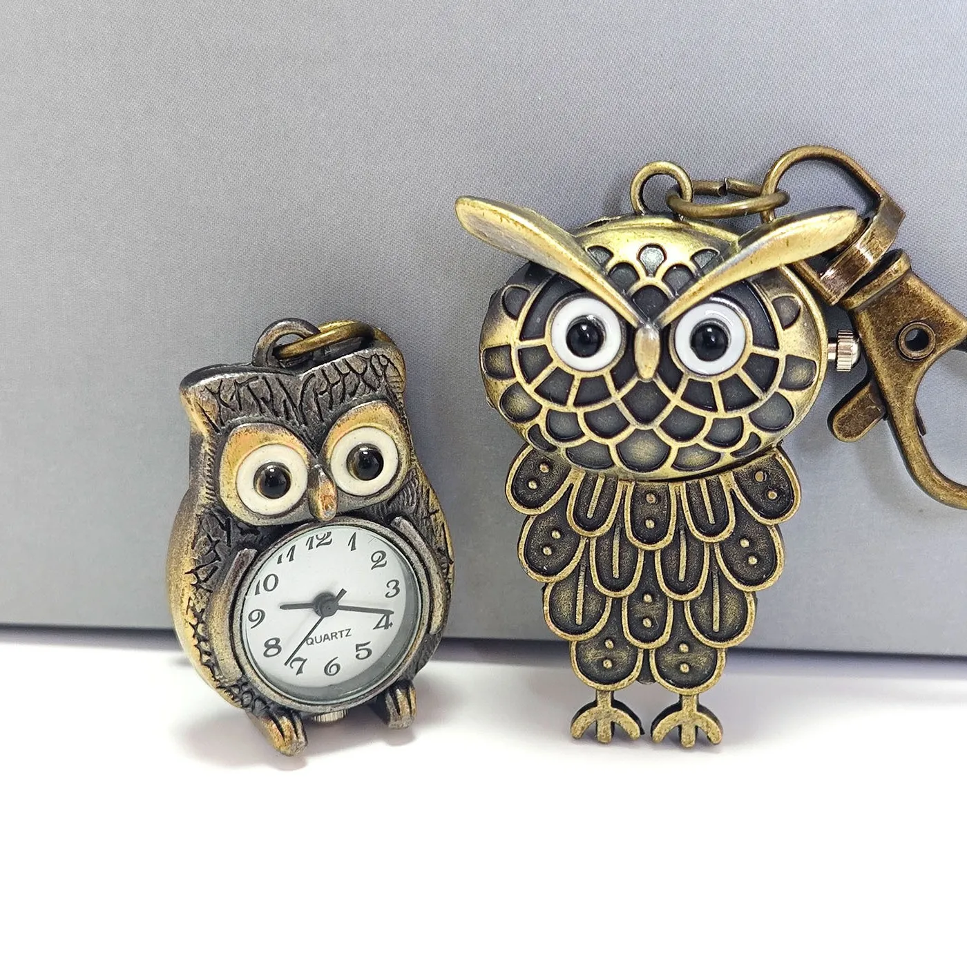 Vintage Owl Pocket Watch Necklace for Students - Retro Quartz Pendant Watch Keychain - Personalized Gift for Men Women Boys Girls thumbnail 3