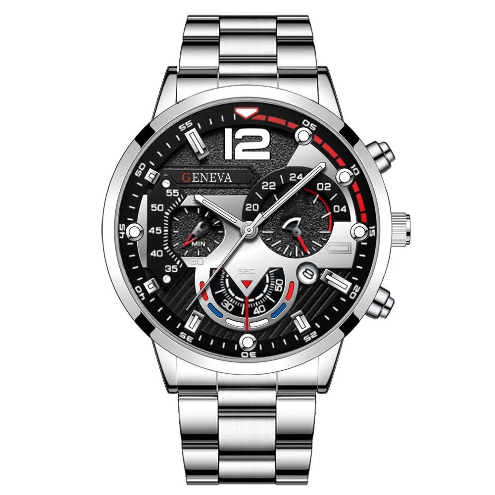 Men's Stainless Steel Quartz Watch with Calendar, Luminous Hands, and Sporty Design - Perfect Wristwatch for Everyday Wear thumbnail 5