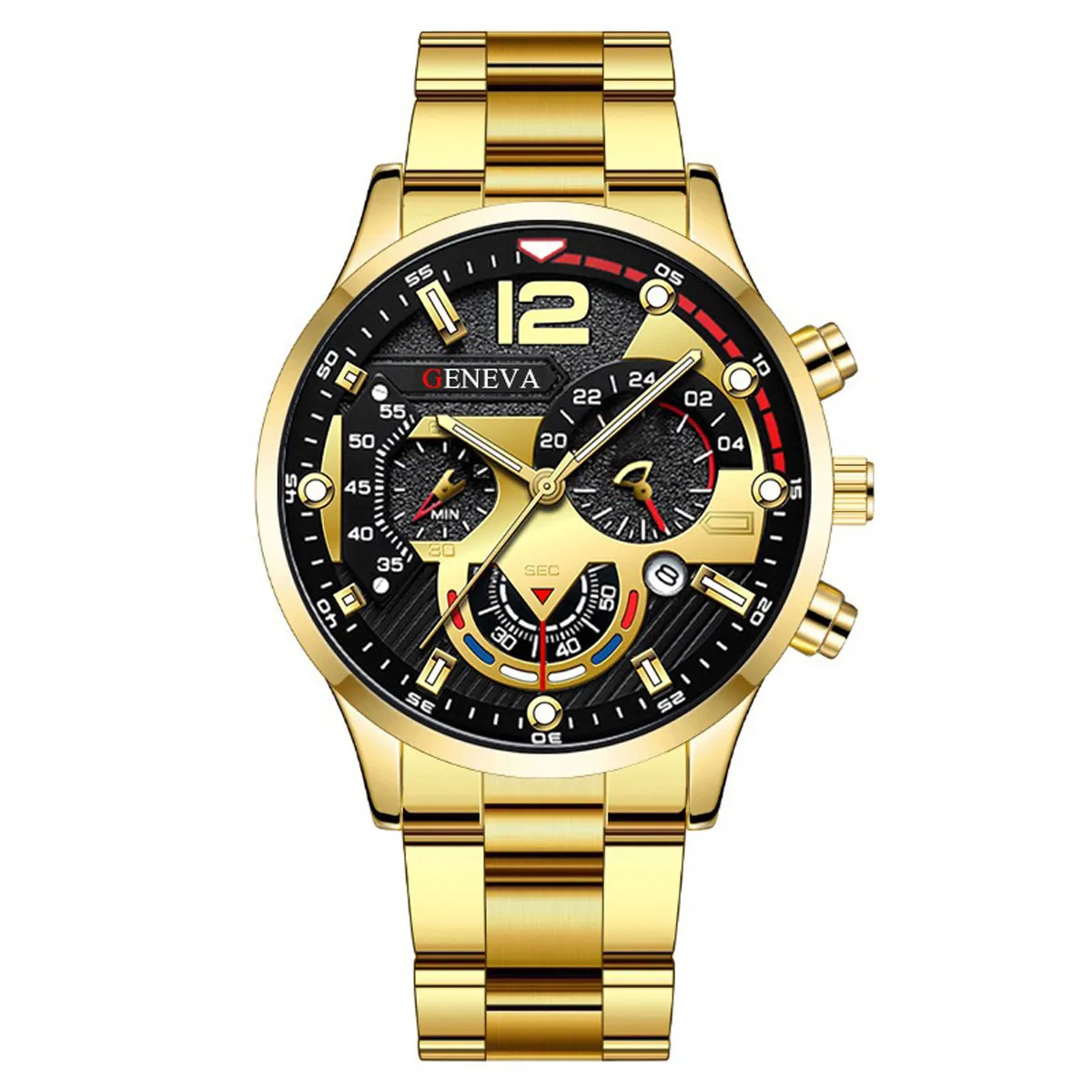 Men's Stainless Steel Quartz Watch with Calendar, Luminous Hands, and Sporty Design - Perfect Wristwatch for Everyday Wear thumbnail 4
