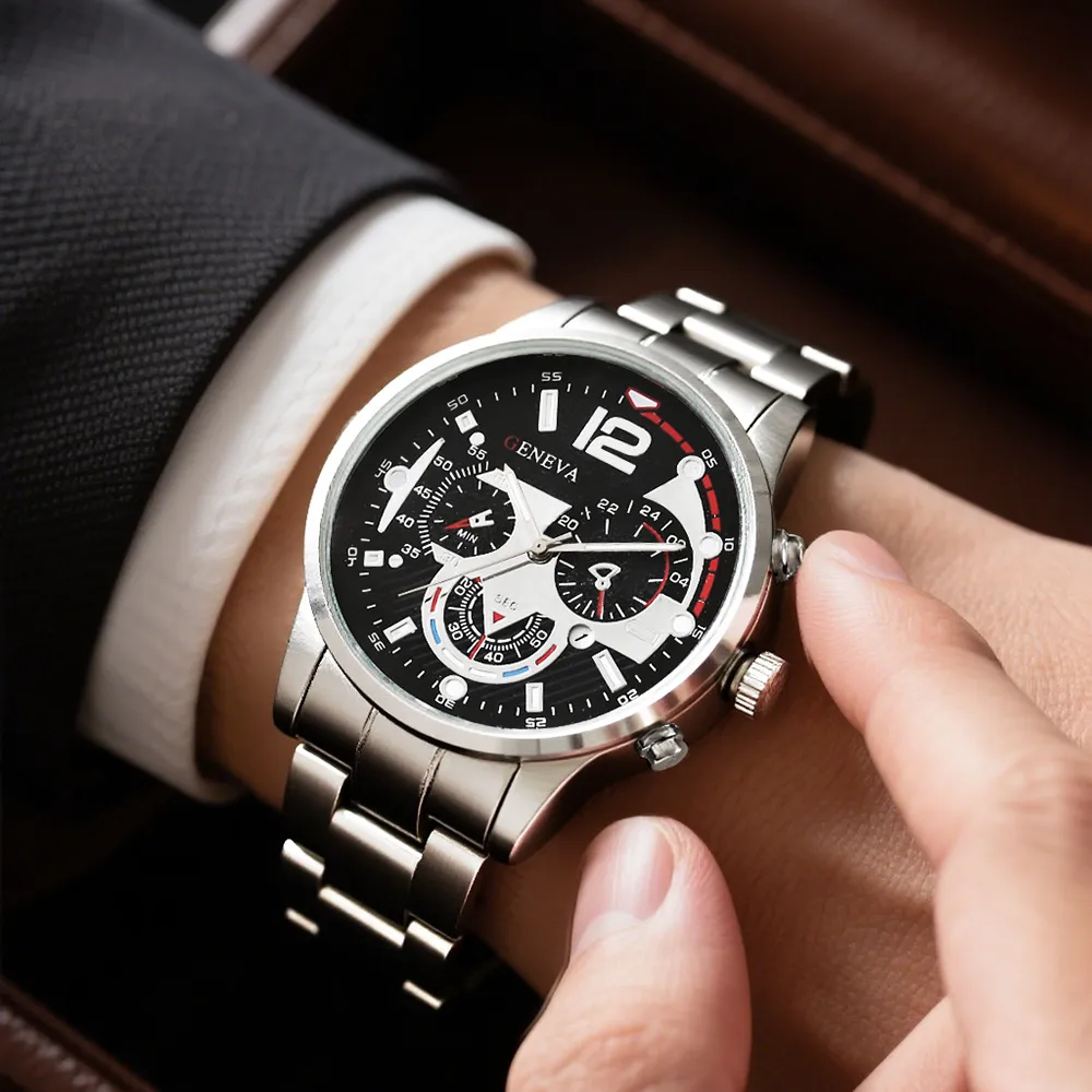 Men's Stainless Steel Quartz Watch with Calendar, Luminous Hands, and Sporty Design - Perfect Wristwatch for Everyday Wear showcase 2