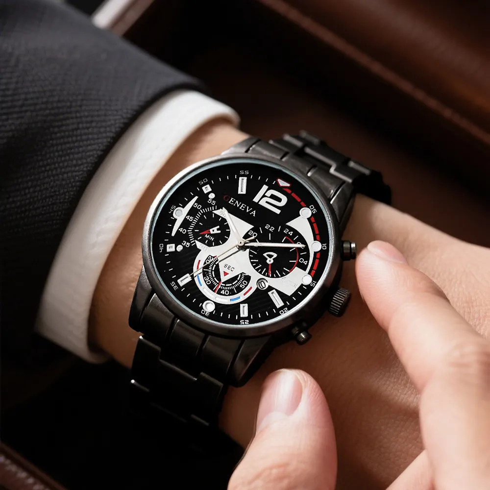 Men's Stainless Steel Quartz Watch with Calendar, Luminous Hands, and Sporty Design - Perfect Wristwatch for Everyday Wear thumbnail 3