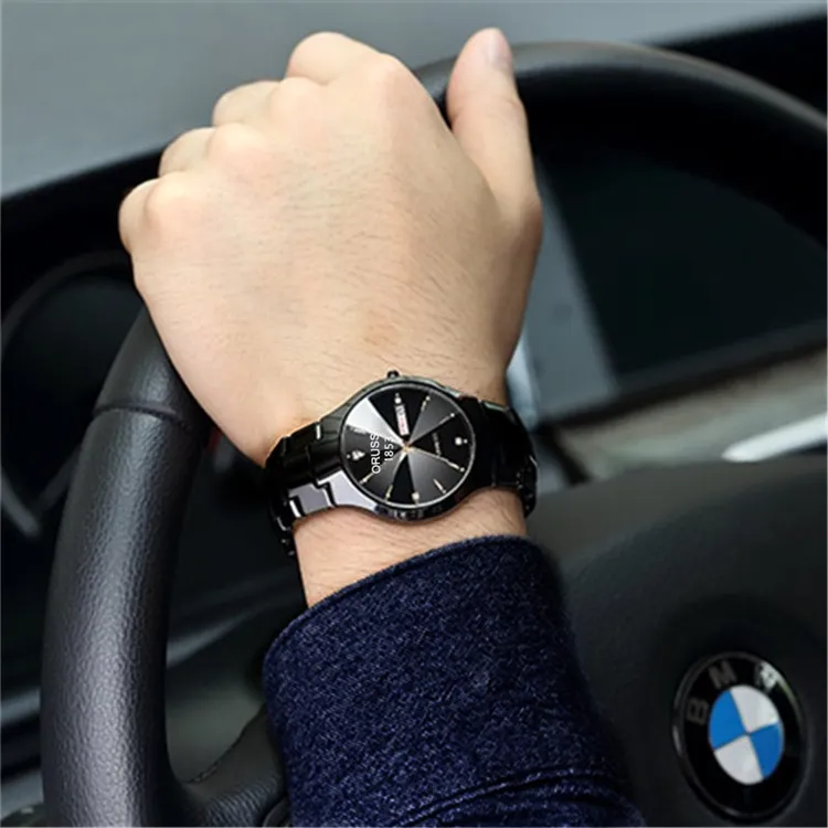 Men's Luminous Tungsten Steel Quartz Watch - Waterproof Fashion Calendar Wristwatch for Students and Couples - Wholesale Available showcase 2